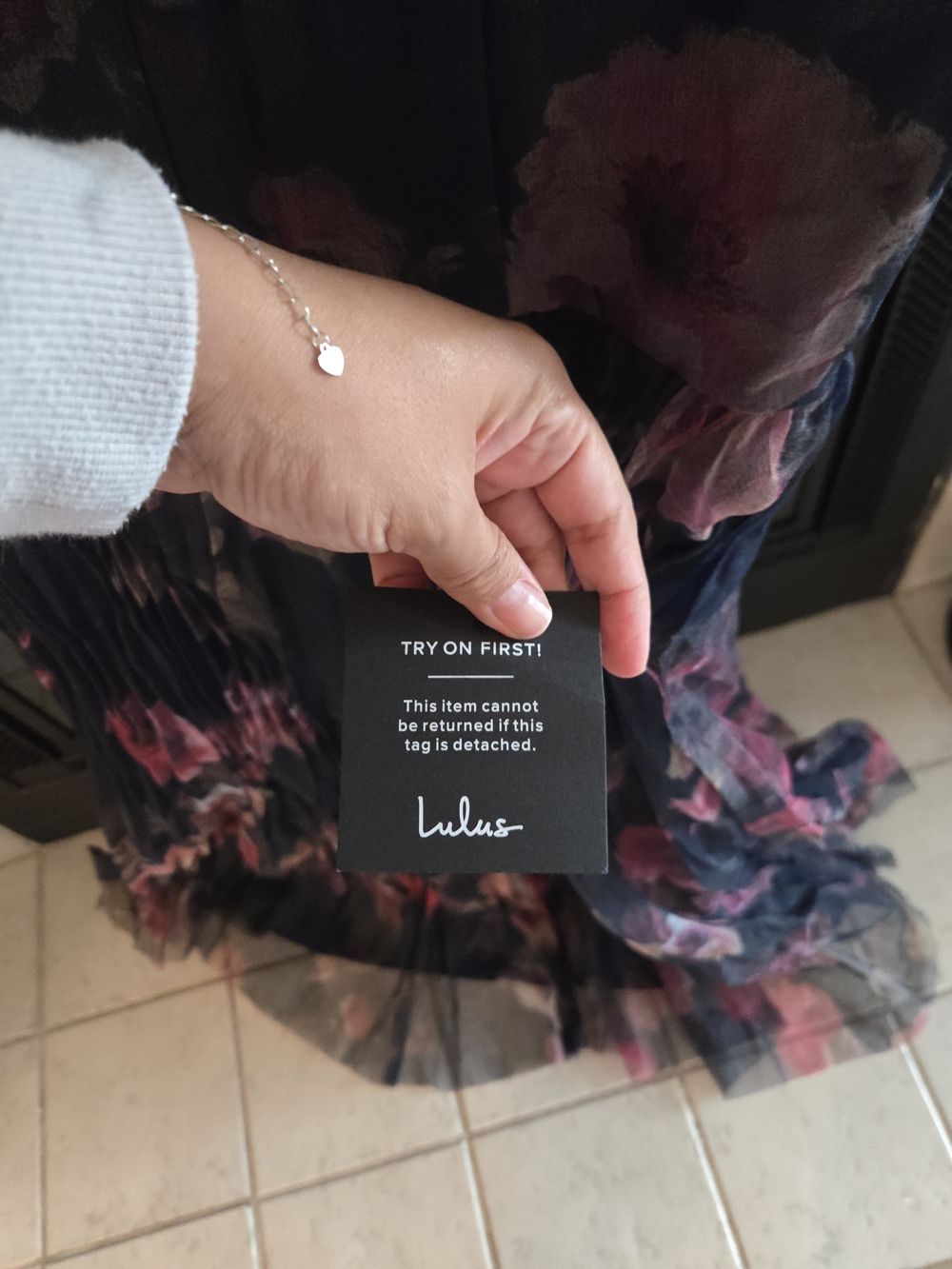 Lulu's Navy Floral Midi Dress with Rose Pink Blooms - Picture 4 of 4